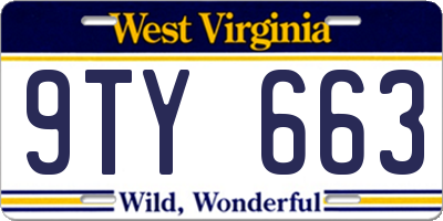 WV license plate 9TY663