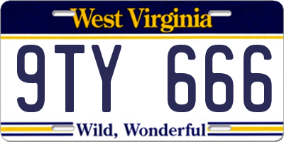 WV license plate 9TY666