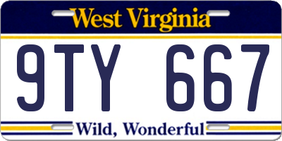 WV license plate 9TY667