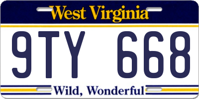 WV license plate 9TY668