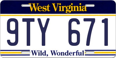 WV license plate 9TY671