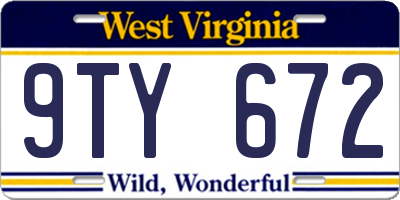 WV license plate 9TY672