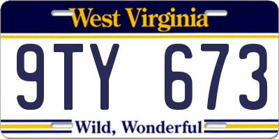 WV license plate 9TY673