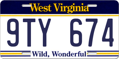 WV license plate 9TY674