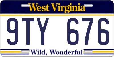 WV license plate 9TY676