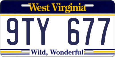 WV license plate 9TY677