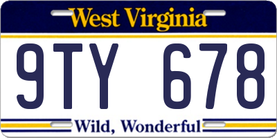 WV license plate 9TY678