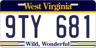 WV license plate 9TY681