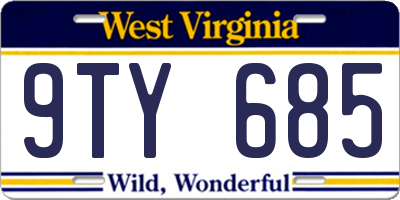WV license plate 9TY685