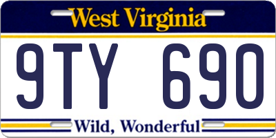 WV license plate 9TY690