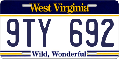 WV license plate 9TY692