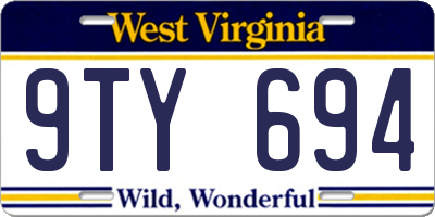 WV license plate 9TY694