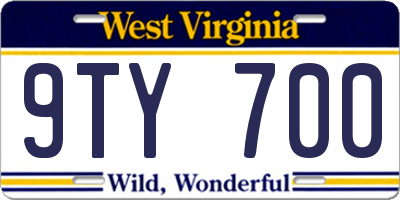 WV license plate 9TY700