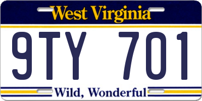 WV license plate 9TY701