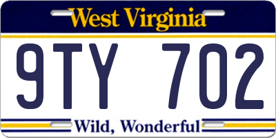 WV license plate 9TY702