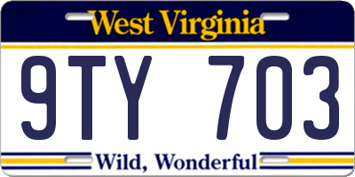 WV license plate 9TY703