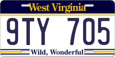 WV license plate 9TY705