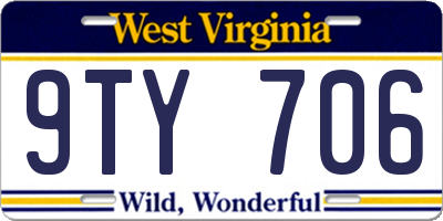 WV license plate 9TY706
