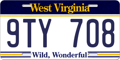 WV license plate 9TY708