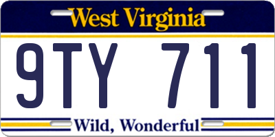 WV license plate 9TY711