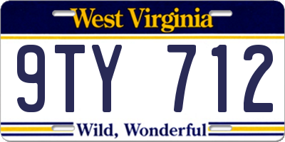 WV license plate 9TY712