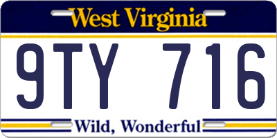 WV license plate 9TY716
