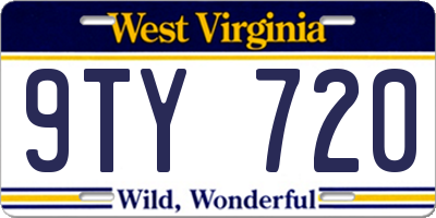 WV license plate 9TY720