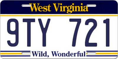 WV license plate 9TY721