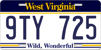 WV license plate 9TY725