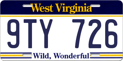 WV license plate 9TY726