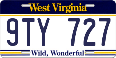 WV license plate 9TY727