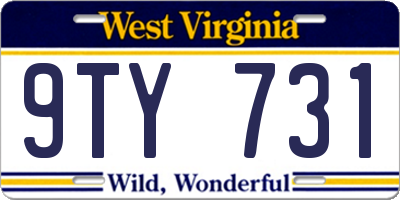 WV license plate 9TY731