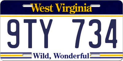WV license plate 9TY734