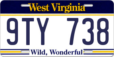 WV license plate 9TY738