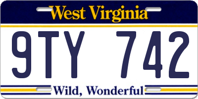 WV license plate 9TY742