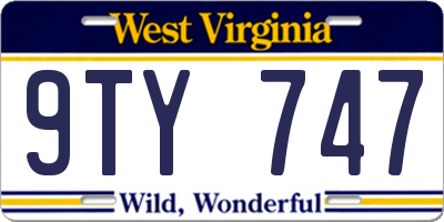 WV license plate 9TY747