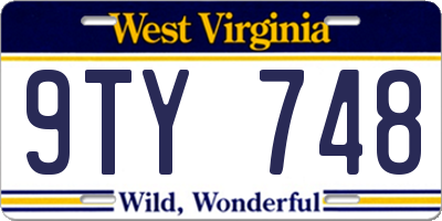 WV license plate 9TY748