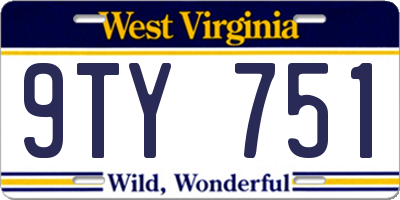 WV license plate 9TY751