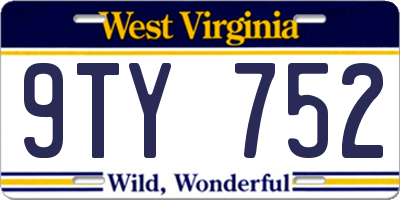 WV license plate 9TY752