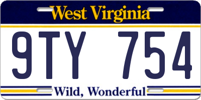 WV license plate 9TY754