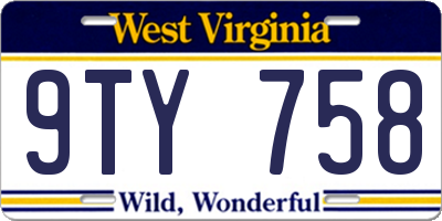 WV license plate 9TY758