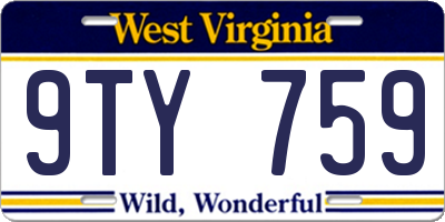 WV license plate 9TY759