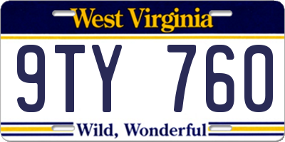 WV license plate 9TY760