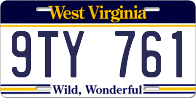 WV license plate 9TY761