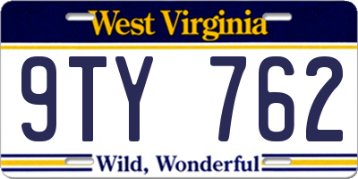 WV license plate 9TY762