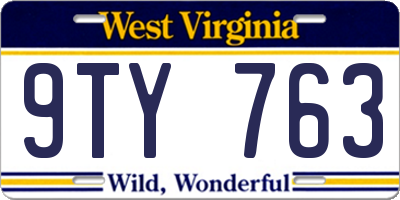 WV license plate 9TY763