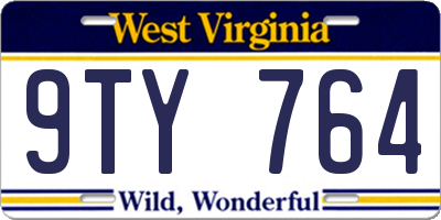 WV license plate 9TY764