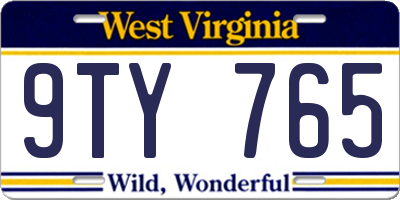 WV license plate 9TY765