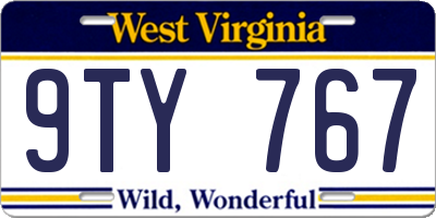 WV license plate 9TY767
