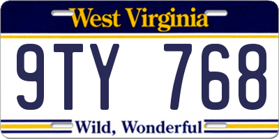 WV license plate 9TY768